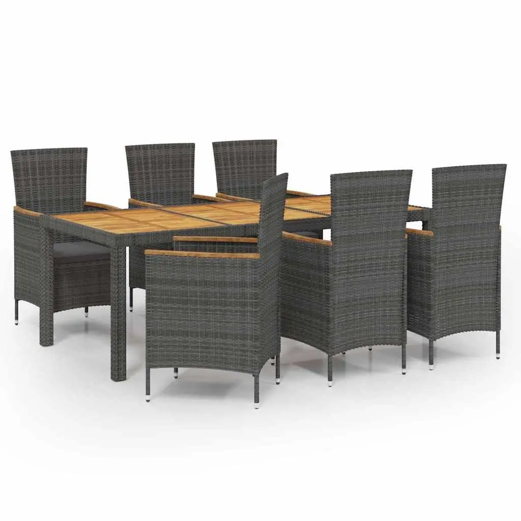 7 Piece Grey Patio Dining Set for Outdoor Use with Removable Cushions and Durable Steel Frame