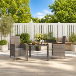 Specifications of 3 Piece Outdoor Dining Set in Grey Rattan