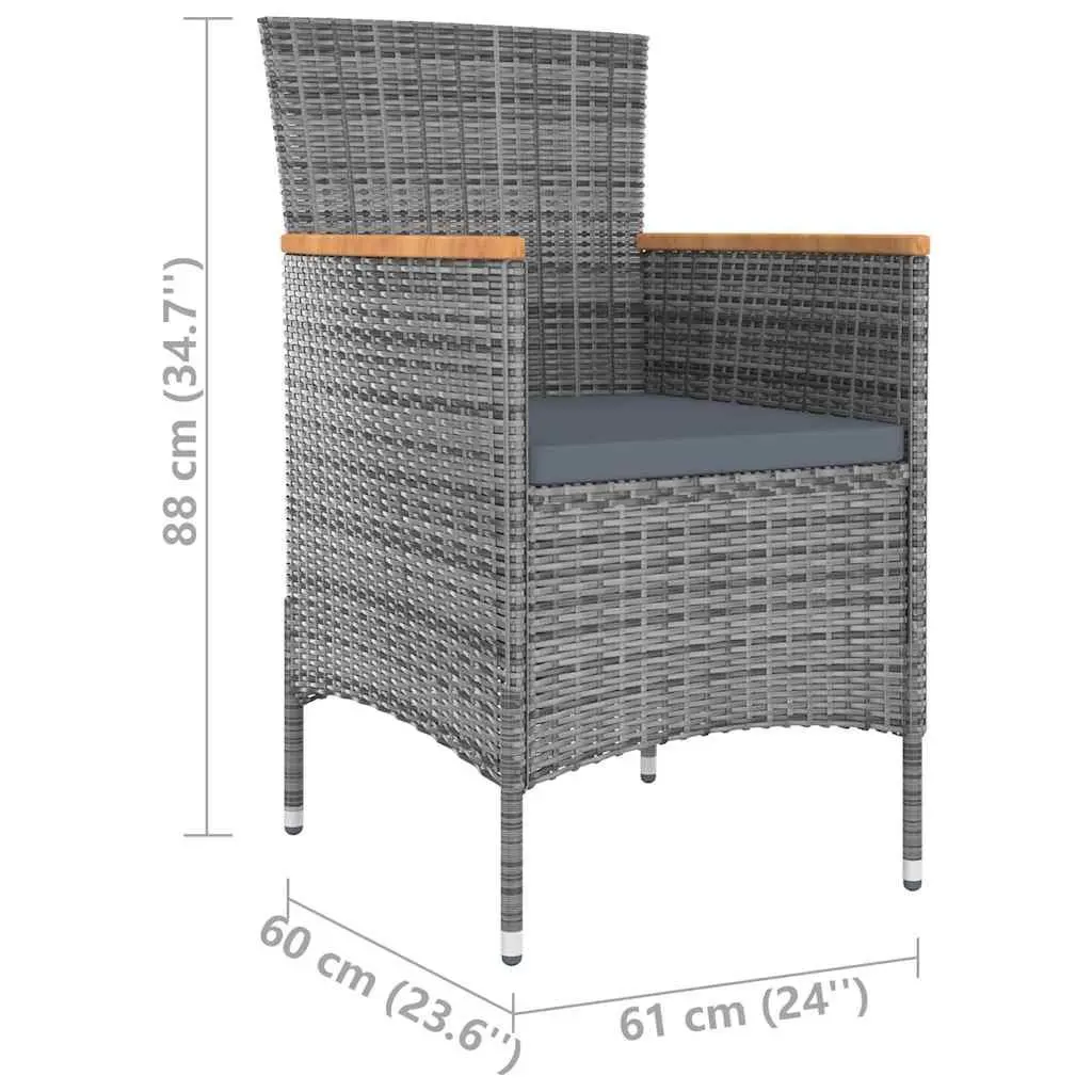 Outdoor Dining Set 5 Piece Garden Patio Furniture Steel Frame Grey Cushions