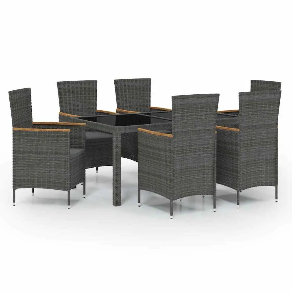 Outdoor Dining Set 7 Piece Garden Furniture Grey Poly Rattan for Patio
