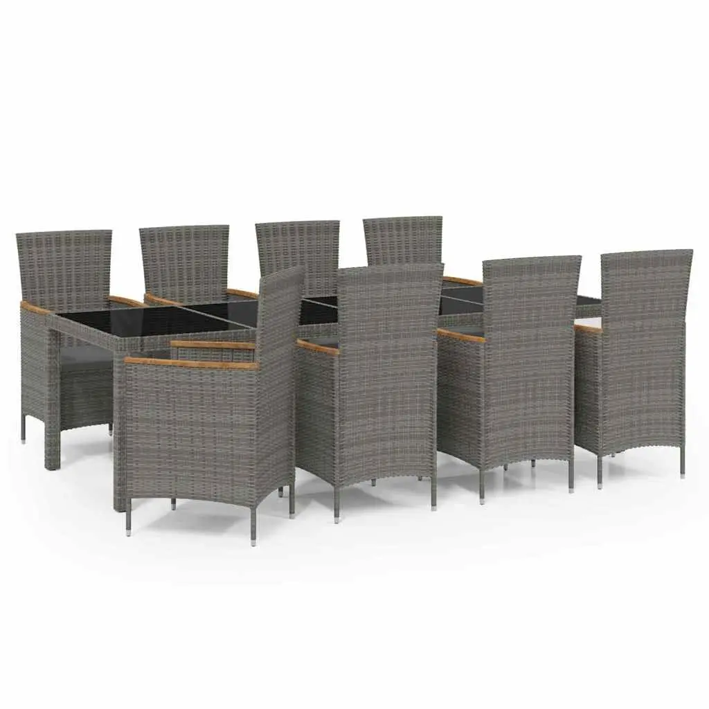 Outdoor Dining Set Garden 9 Piece Grey PE Rattan Steel Frame