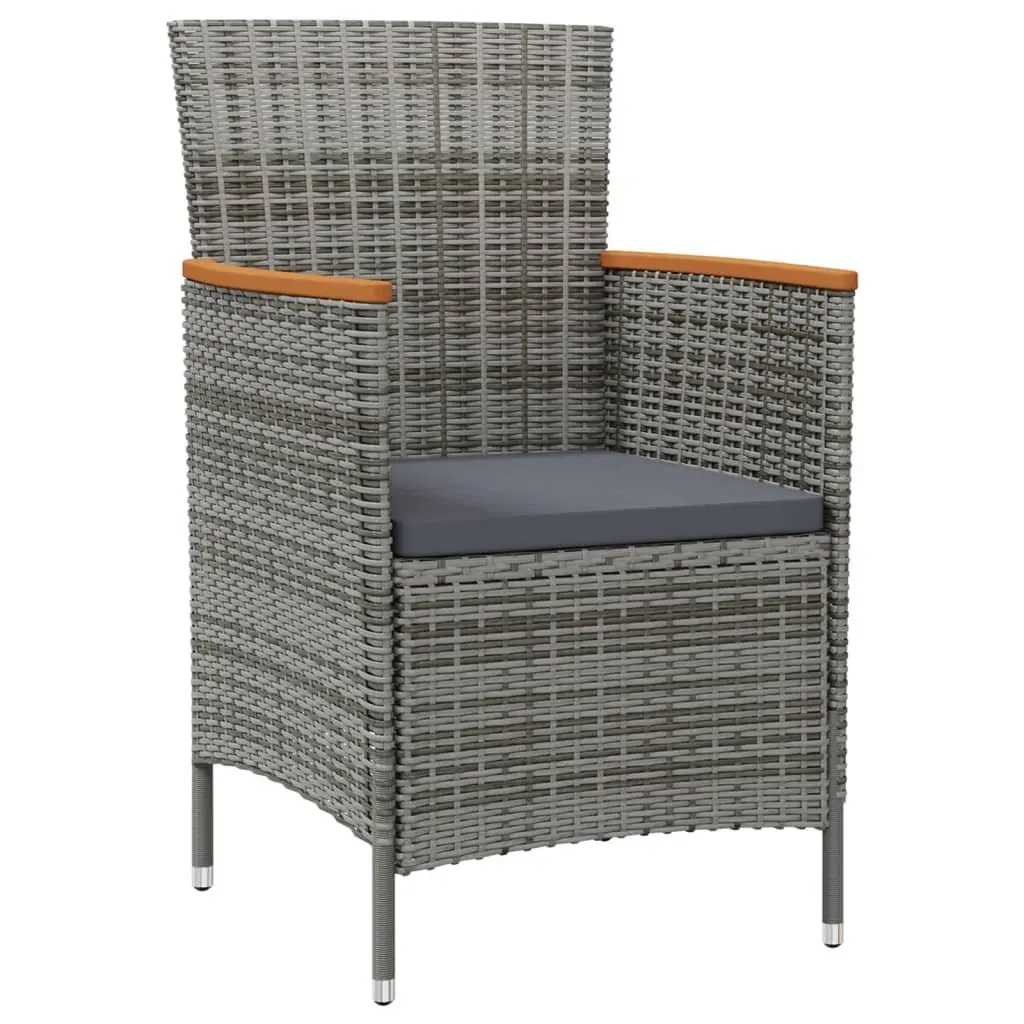 Outdoor Dining Set Garden Furniture 11 Piece Poly Rattan Grey Cushions Steel