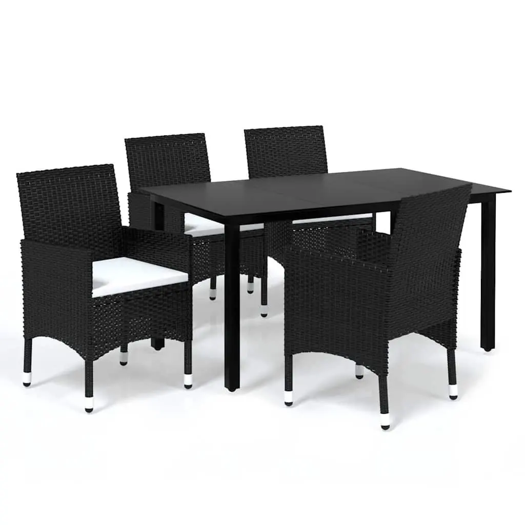5 Piece Garden Dining Set Outdoor Patio Furniture Black