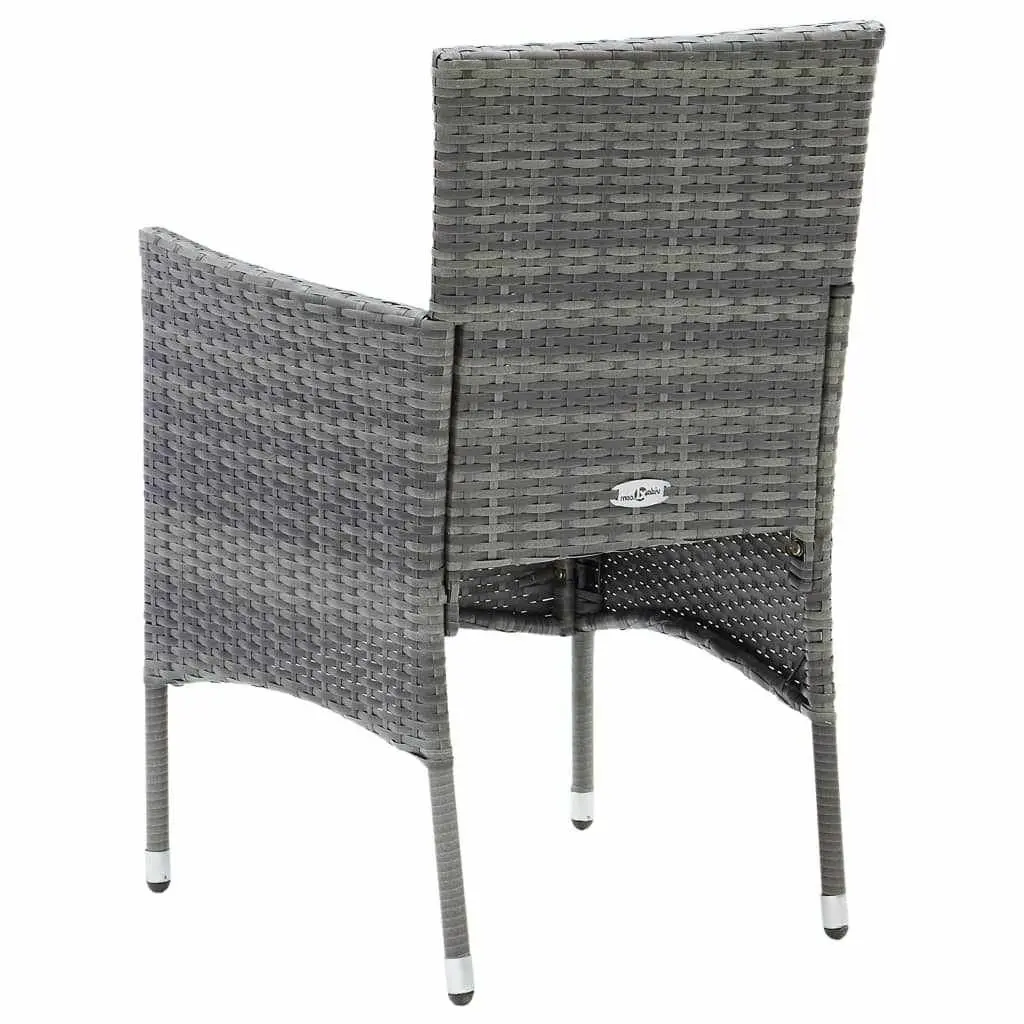 Garden Dining Set 5 Piece Outdoor Patio Furniture with Cushions Grey Rattan