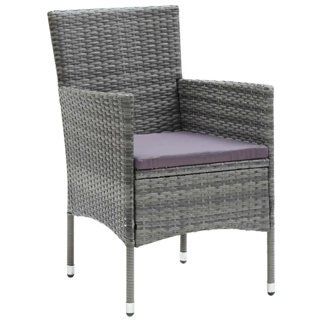 7 Piece Garden Dining Set Outdoor Use Grey Poly Rattan Patio Furniture with Cushions