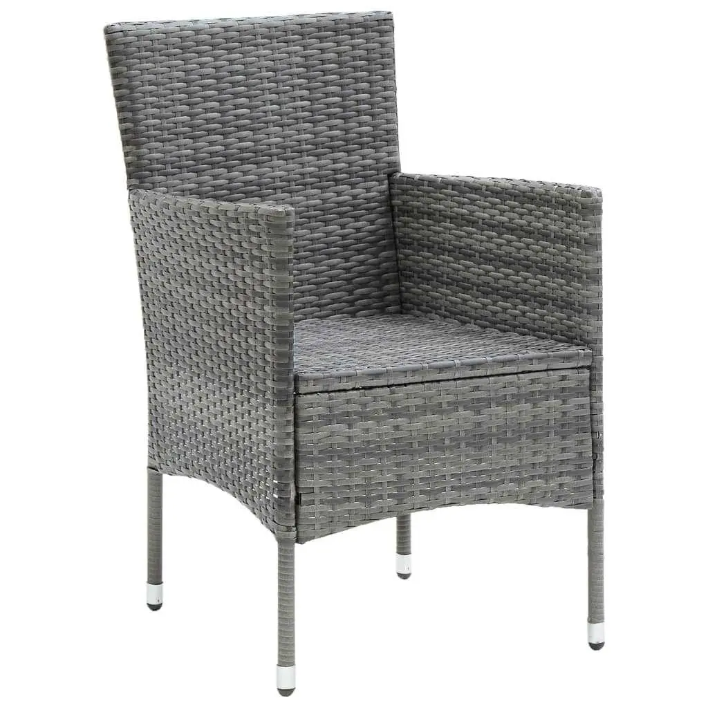 7 Piece Garden Dining Set Outdoor Use Grey Poly Rattan Patio Furniture with Cushions