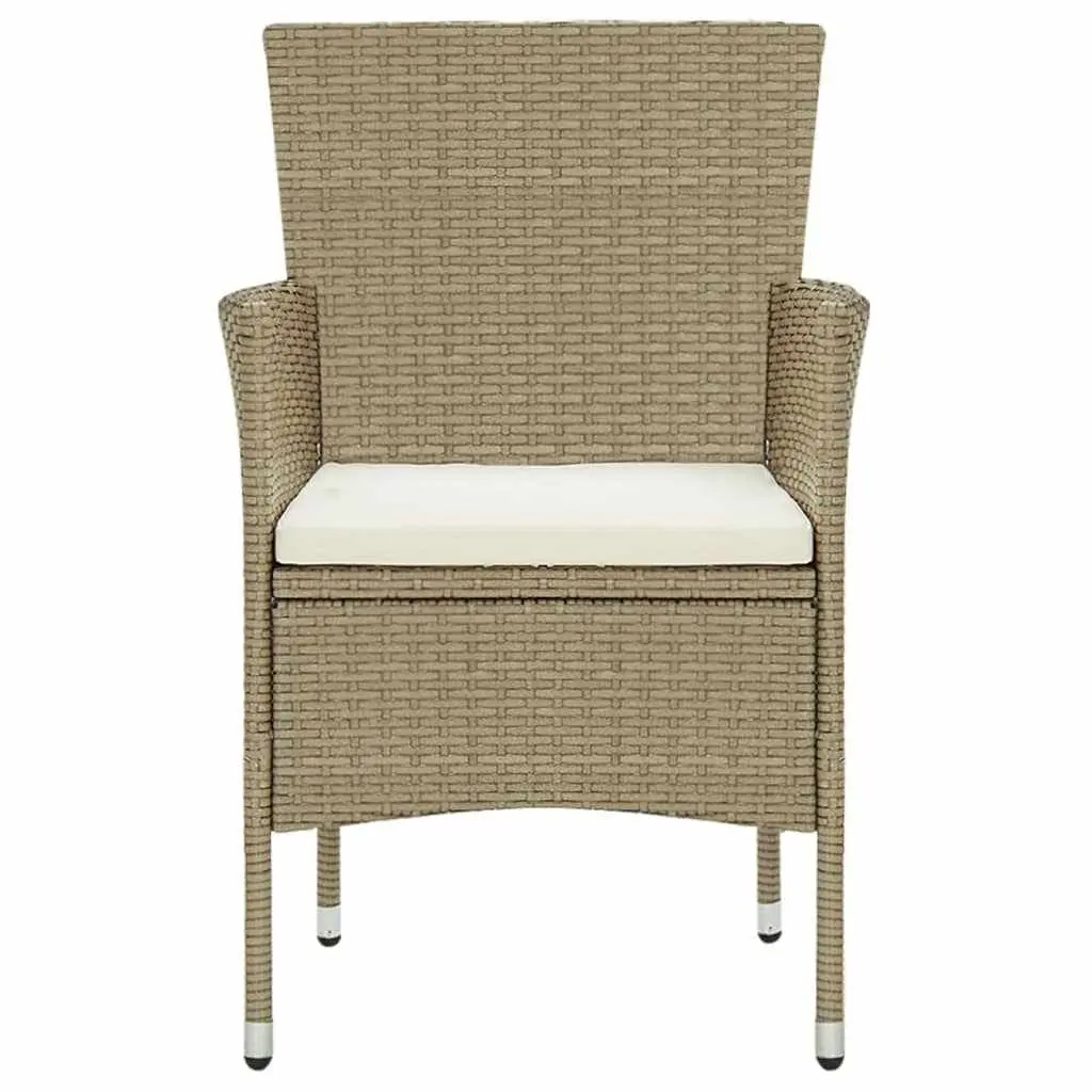 Garden Dining Set 7 Piece Outdoor Patio Furniture Beige PE Rattan Glass Table