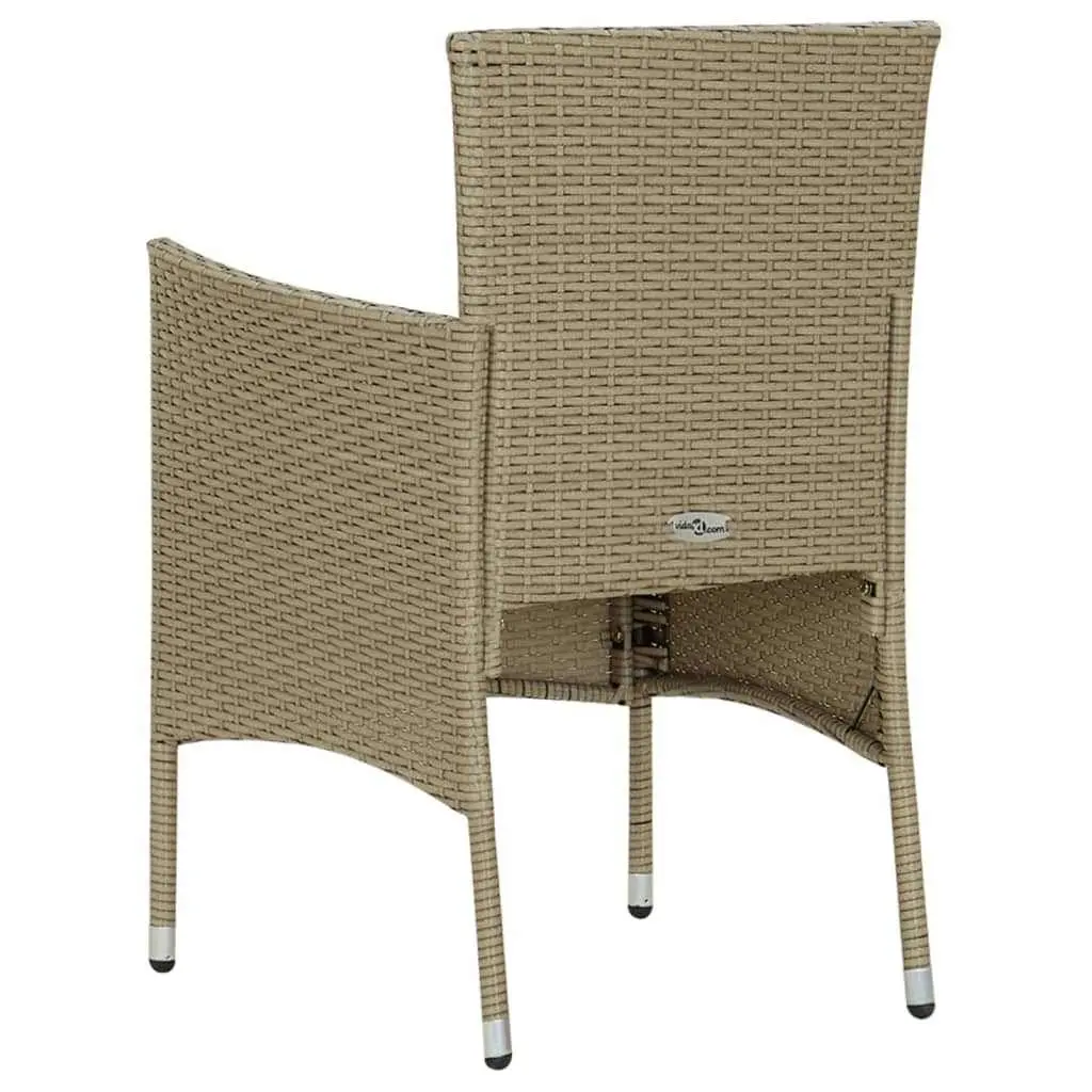 Garden Dining Set 7 Piece Outdoor Patio Furniture Beige PE Rattan Glass Table