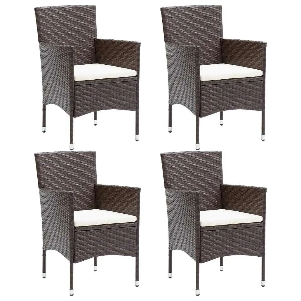 5 Piece Garden Dining Set Outdoor Furniture Brown PE Rattan