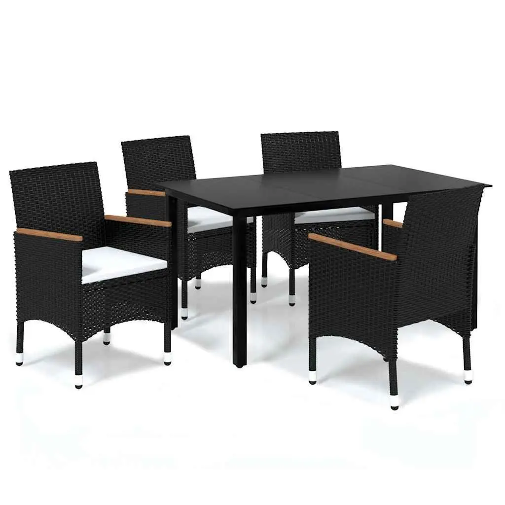 5 Piece Garden Dining Set Outdoor Patio Furniture Cushions Poly Rattan