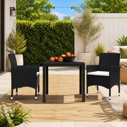 Garden Dining Set Specifications: 3 Piece PE Rattan Table Chairs