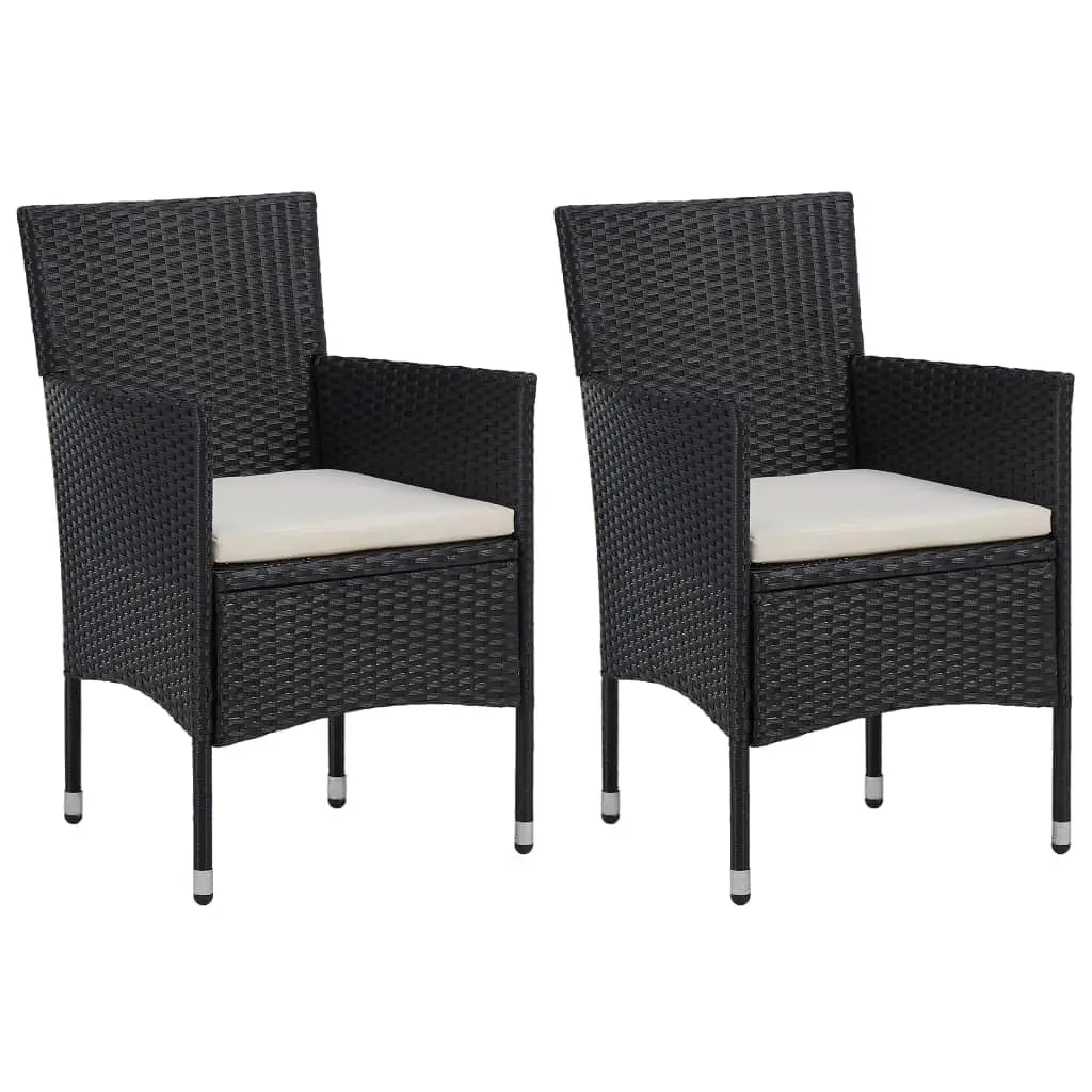 Outdoor Dining Set 3 Piece Garden Furniture PE Rattan Table Chairs with Cushions