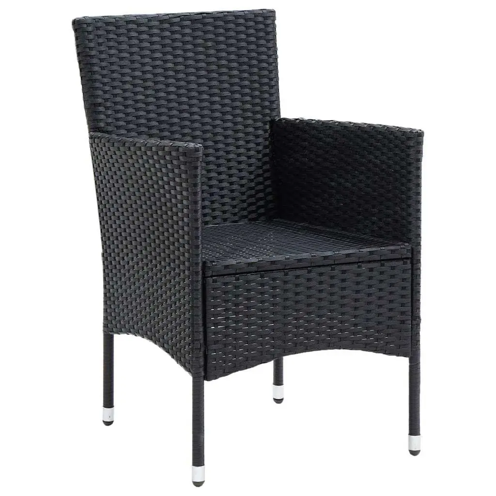 5 Piece Outdoor Dining Set Black PE Rattan Patio Garden Furniture with Cushions