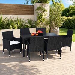 Specifications of 7 Piece Black Outdoor Dining Set