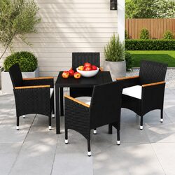 Black Garden Dining Set – 5 Pieces with Cushions