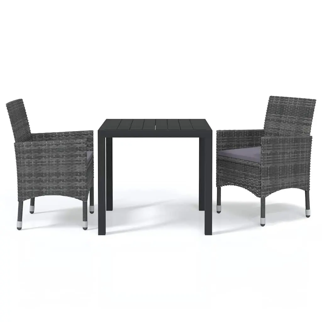 Garden Dining Set 3 Piece Outdoor Furniture with Cushions Patio Table Chairs