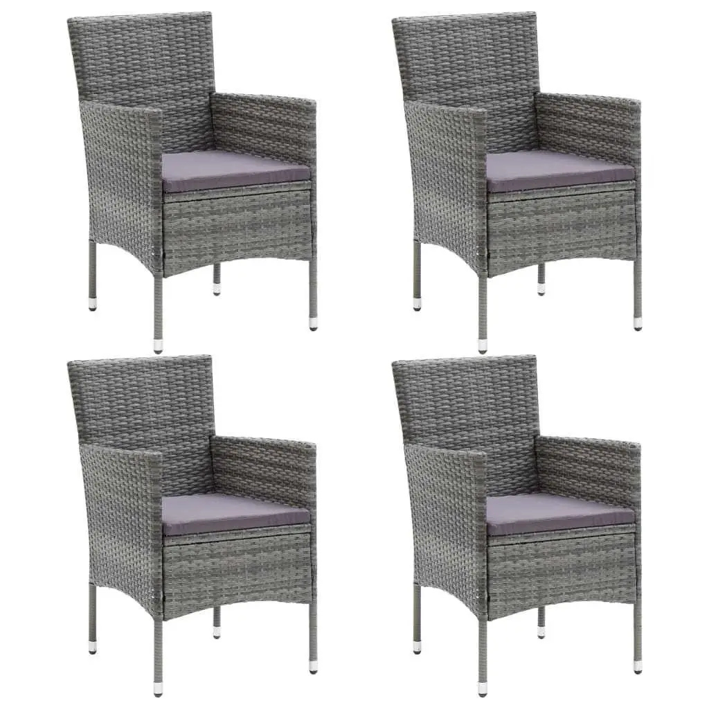 Garden Dining Set 5 Piece Outdoor Patio Furniture PE Rattan Grey with Cushions