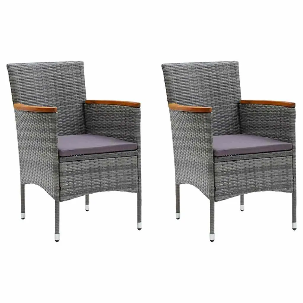 Garden Dining Set Outdoor Patio Furniture 3 Piece Grey Rattan