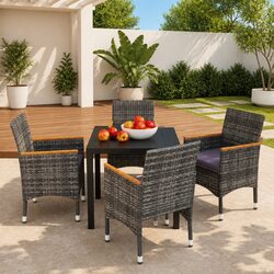 Specifications of Garden Dining Set: 5-Piece Grey Rattan Ensemble