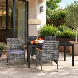 5-Piece Outdoor Dining Set: Steel Frame & Acacia Wood