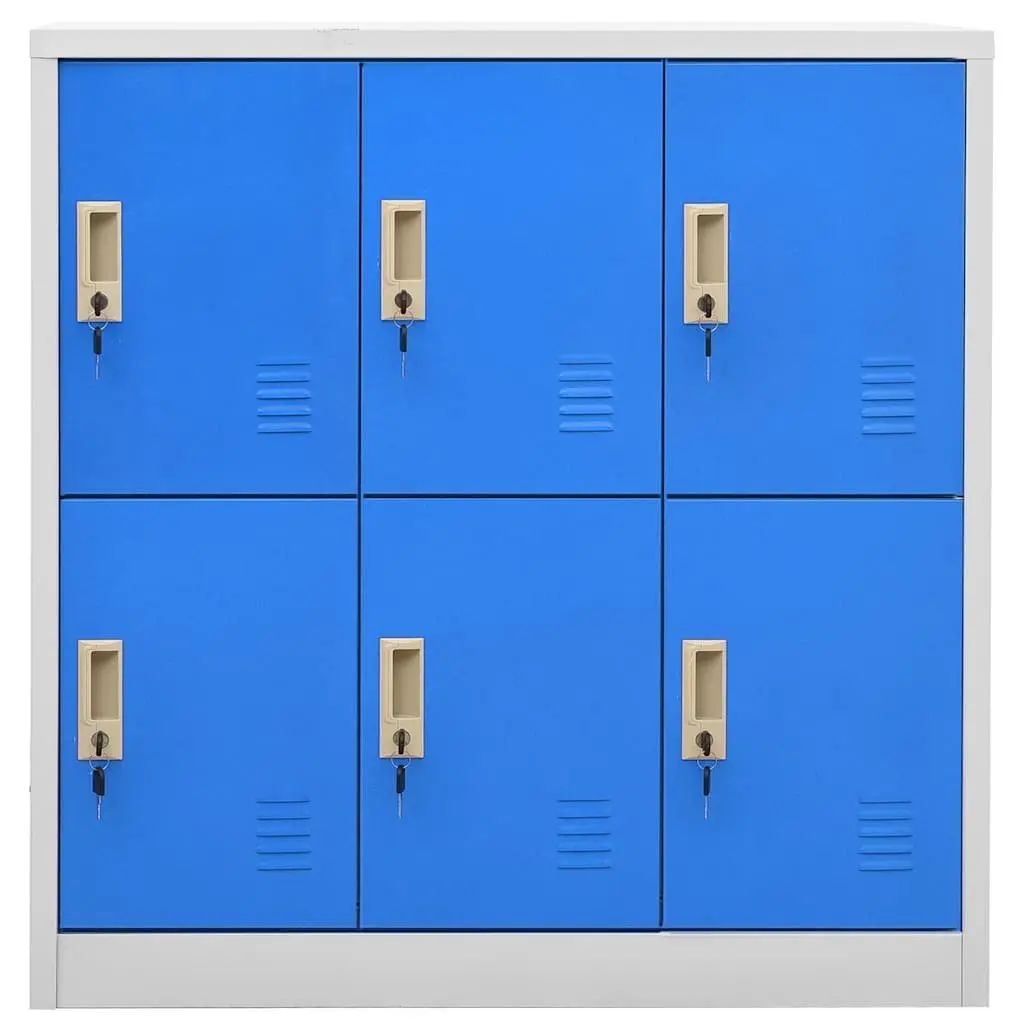 Storage Locker Cabinets Set 2 pcs Light Grey Blue Metal Cabinet Organization
