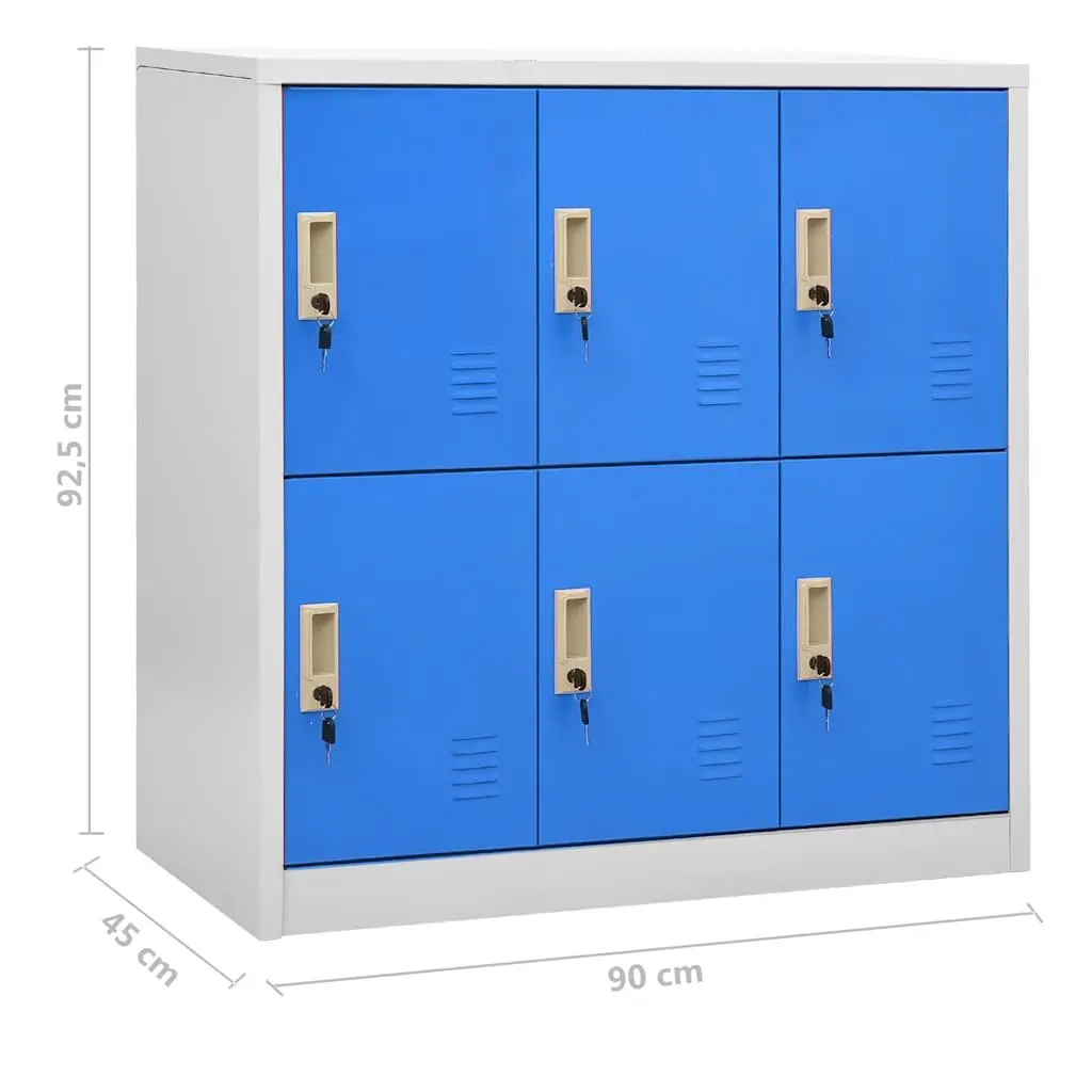 Storage Locker Cabinets Set 2 pcs Light Grey Blue Metal Cabinet Organization