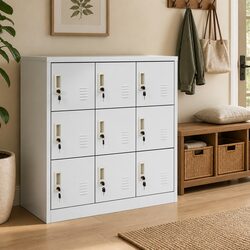 2-Piece Grey Steel Cupboard Set - 90W x 45D x 92.5H cm