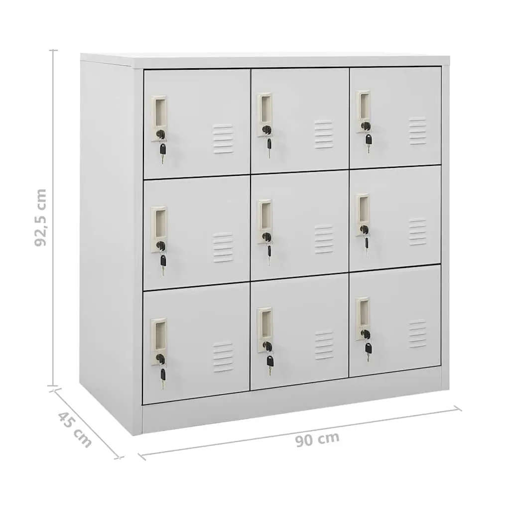 Steel Locker Cabinet Storage Office Cupboard Organiser Grey 2 Piece