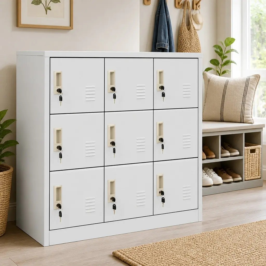 Storage Locker Cabinet Set Office Bedroom Grey Steel 5 Piece