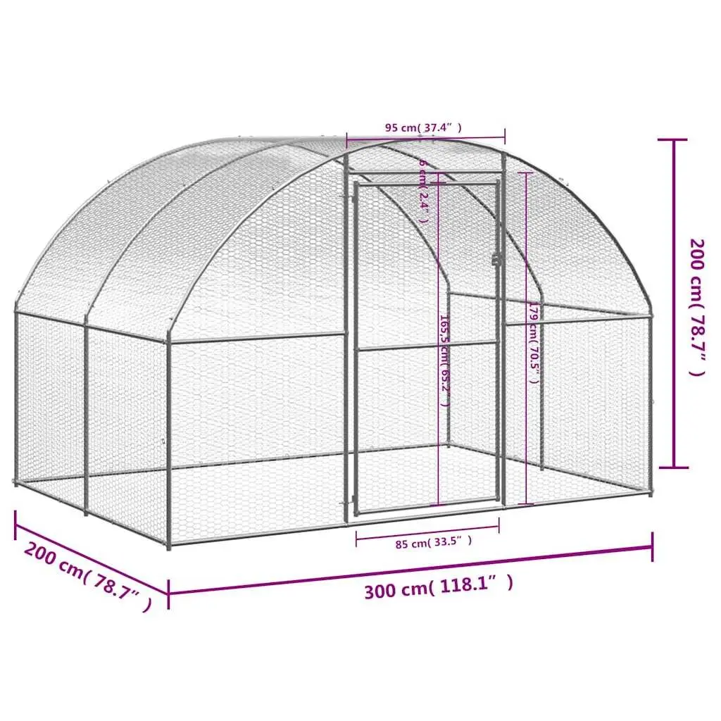 Outdoor Chicken Coop for Backyard Poultry 3x2x2 m Galvanised Steel Enclosure