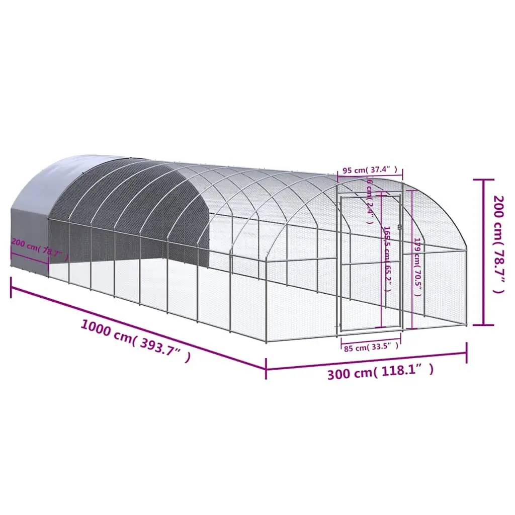 Outdoor Chicken Coop 3x10x2m