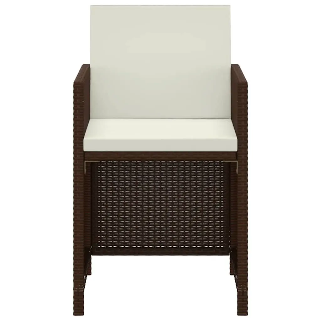 3 Piece Garden Dining Set Poly Rattan Outdoor Table Chairs with Cushions Brown