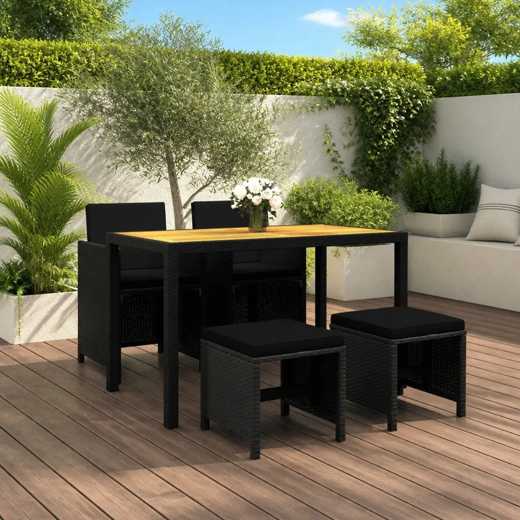 5 Piece Outdoor Dining Set with Acacia Wood Table
