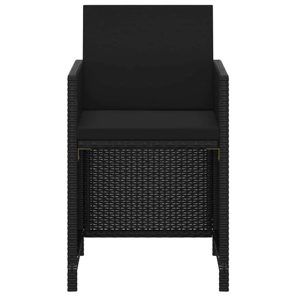 Garden Dining Set 3 Piece Outdoor Furniture Patio Use Black PE Rattan Chairs Table with Cushions
