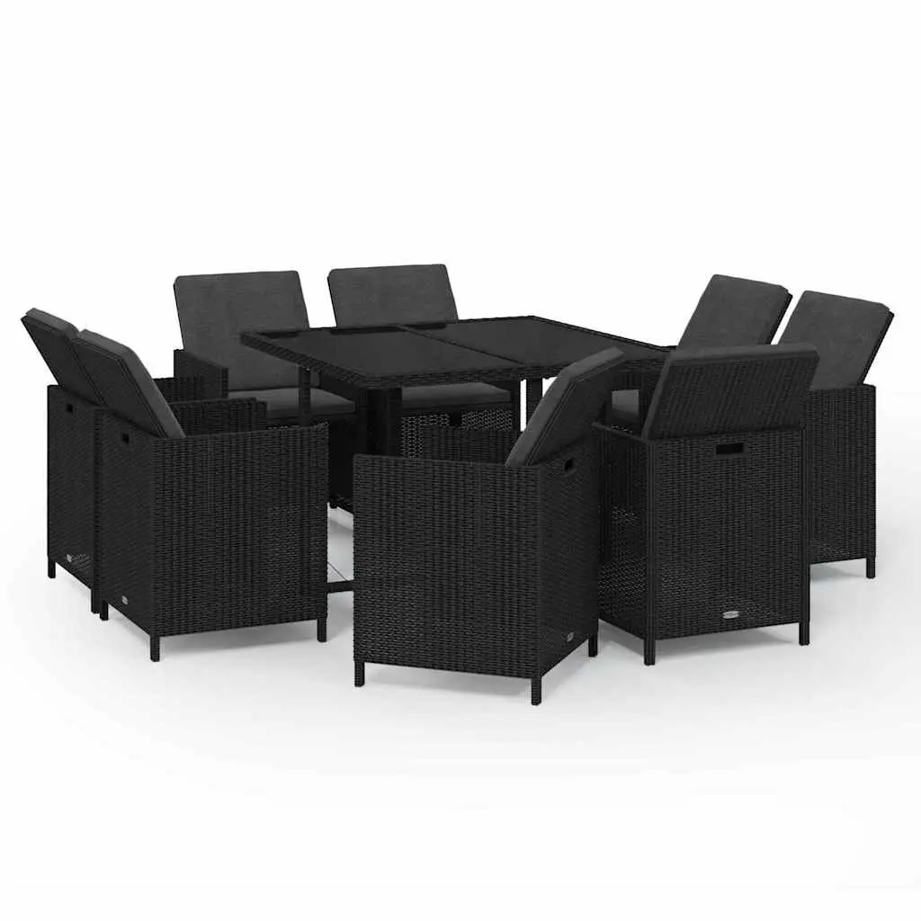 9 Piece Black Garden Dining Set