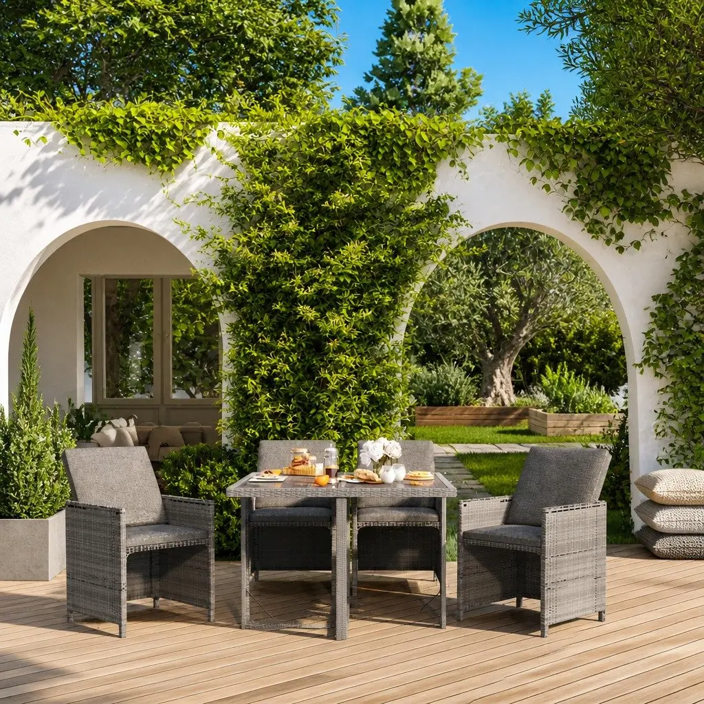 5 Piece Garden Dining Set Outdoor Patio Furniture Grey