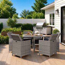 Garden Dining Set: 9-Piece Set with Cushions and Table
