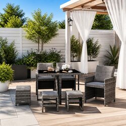 Specifications of 9 Piece Grey Garden Dining Set with Cushions