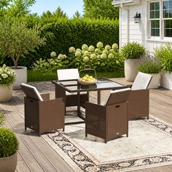 Specifications of the 5-Piece Garden Dining Set in Brown