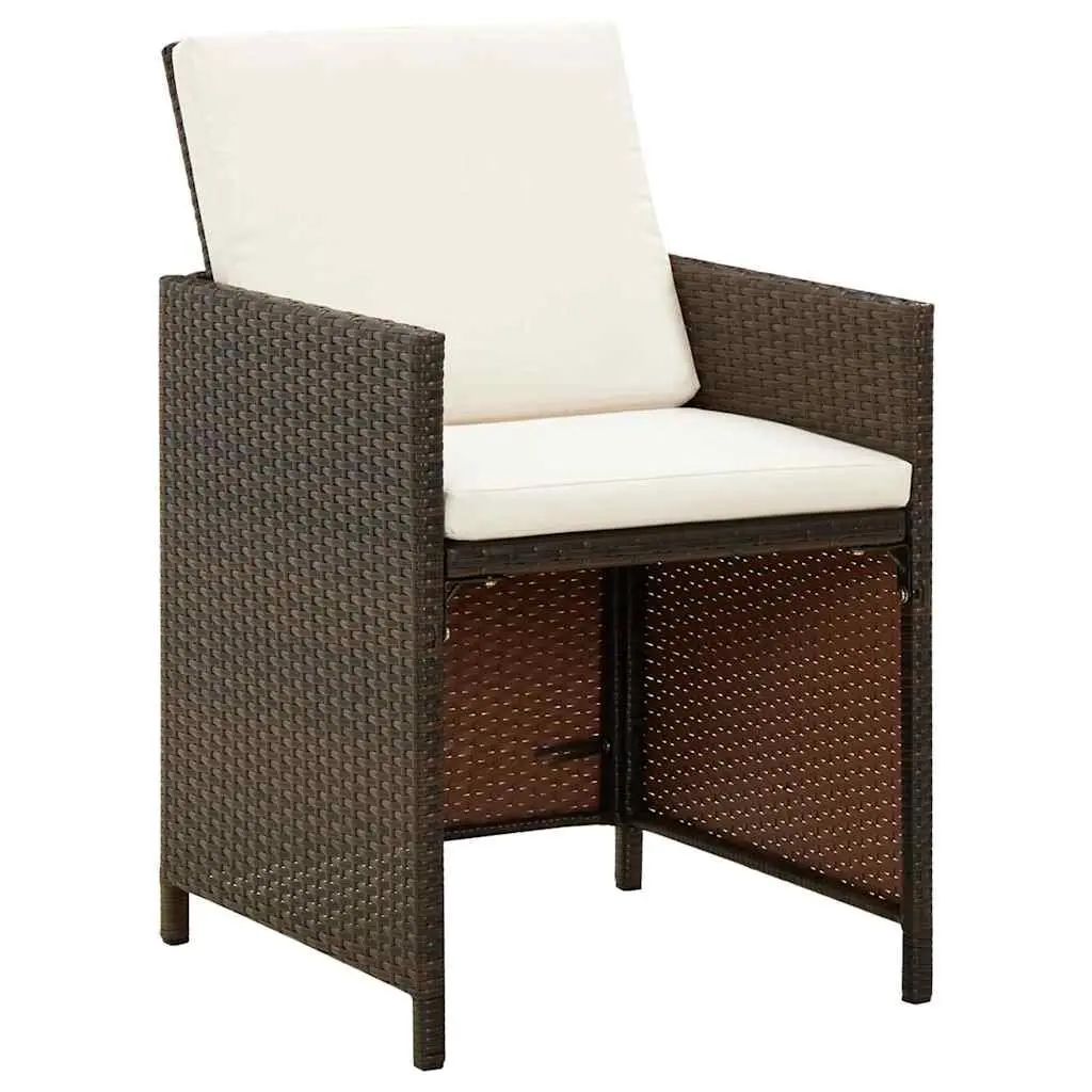 Garden Dining Set Outdoor Patio Furniture 9 Piece Brown PE Rattan with Cushions