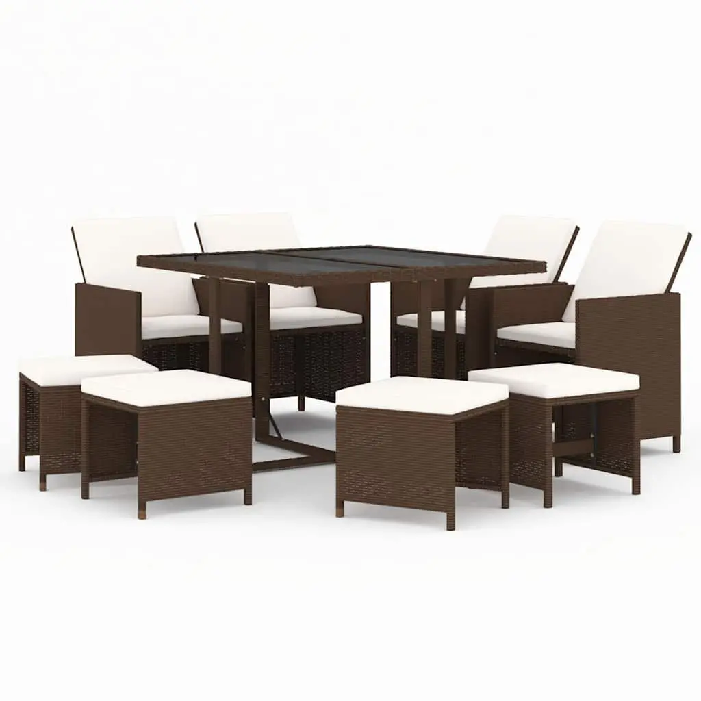 9 Piece PE Rattan Outdoor Dining Set