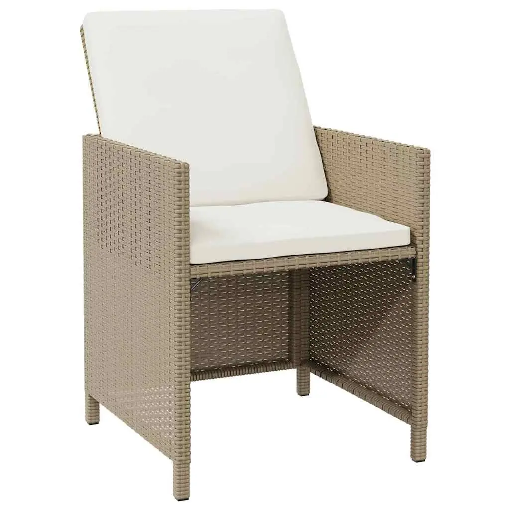 Garden Dining Set 9 Piece Outdoor Patio Furniture PE Rattan Beige with Cushions