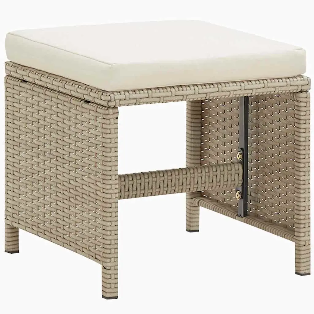 Garden Dining Set 9 Piece Outdoor Patio Furniture PE Rattan Beige with Cushions