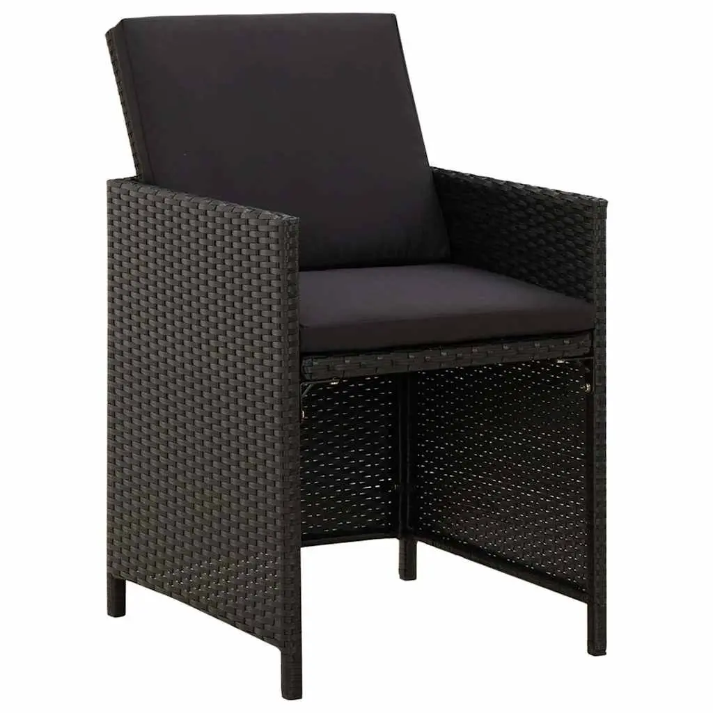 Outdoor Dining Set for Garden 5 Piece Poly Rattan Patio Furniture Black