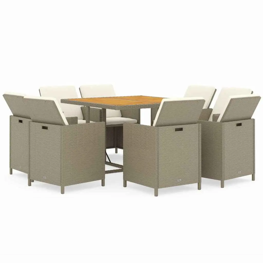 Garden Dining Set 9 Piece Outdoor Furniture for Patio and Garden Beige