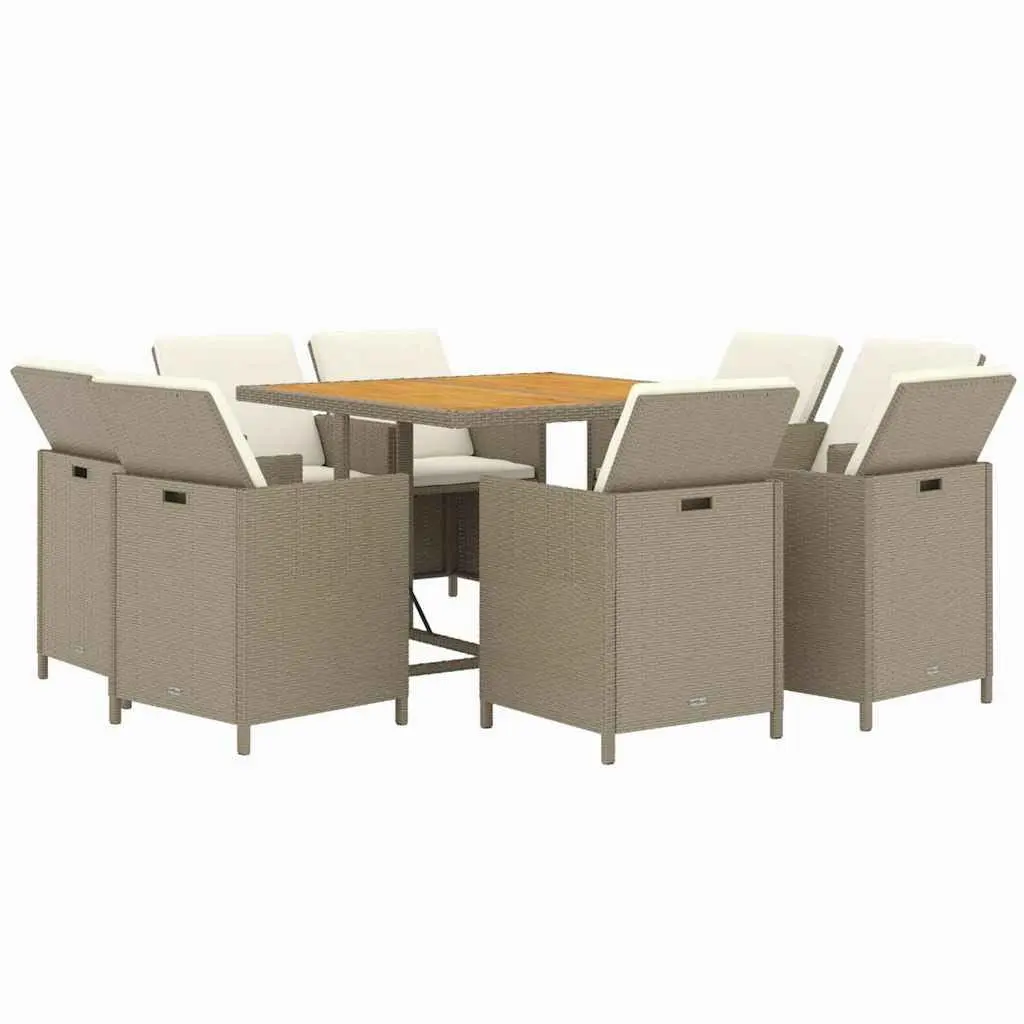 Garden Dining Set 9 Piece Outdoor Furniture for Patio and Garden Beige