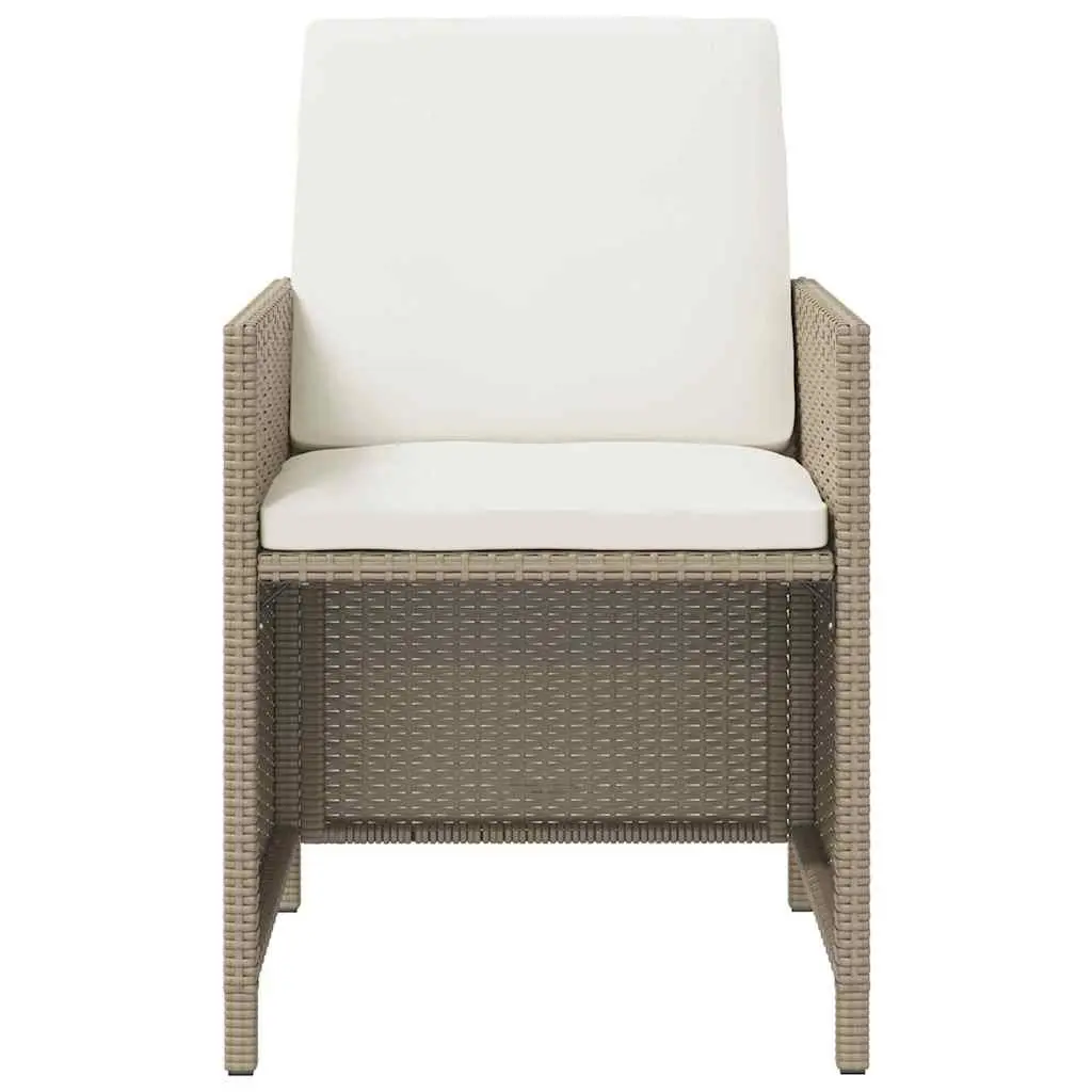 9 Piece Outdoor Furniture Set for Garden Dining with Folding Backrest Beige Cushions Lightweight PE Rattan Construction