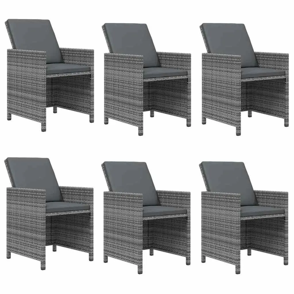 Garden Dining Set Outdoor Use 7 Piece Rattan Grey with Cushions