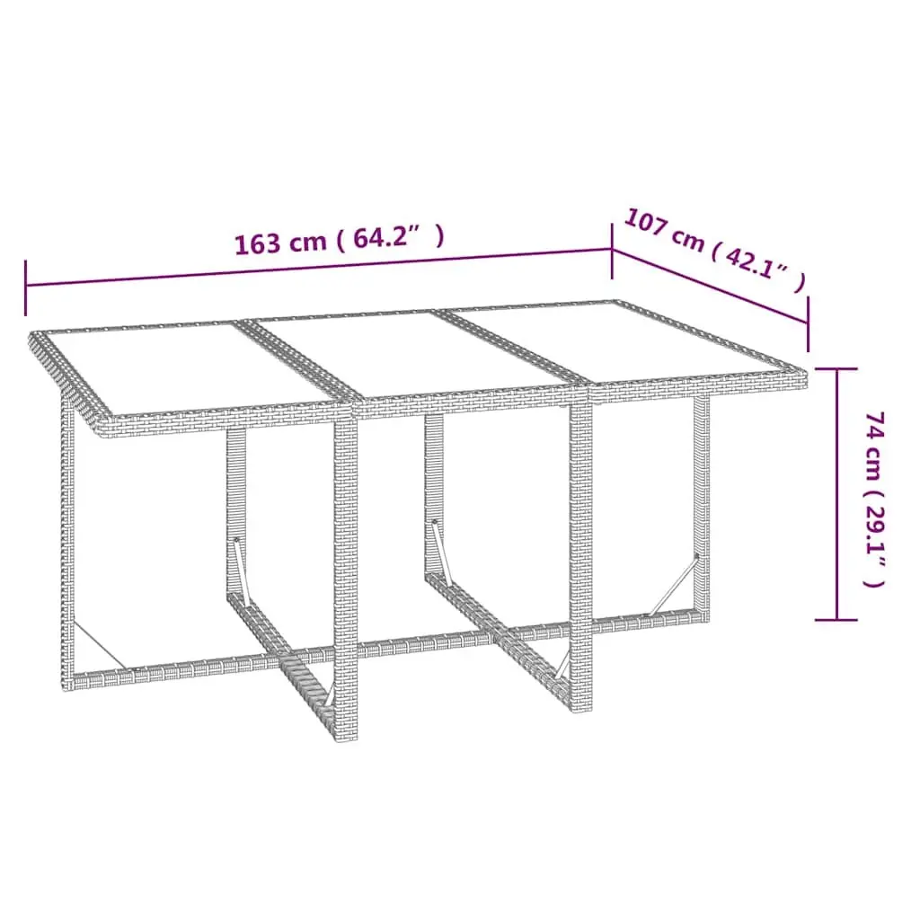 Garden Dining Set Outdoor Use 7 Piece Rattan Grey with Cushions