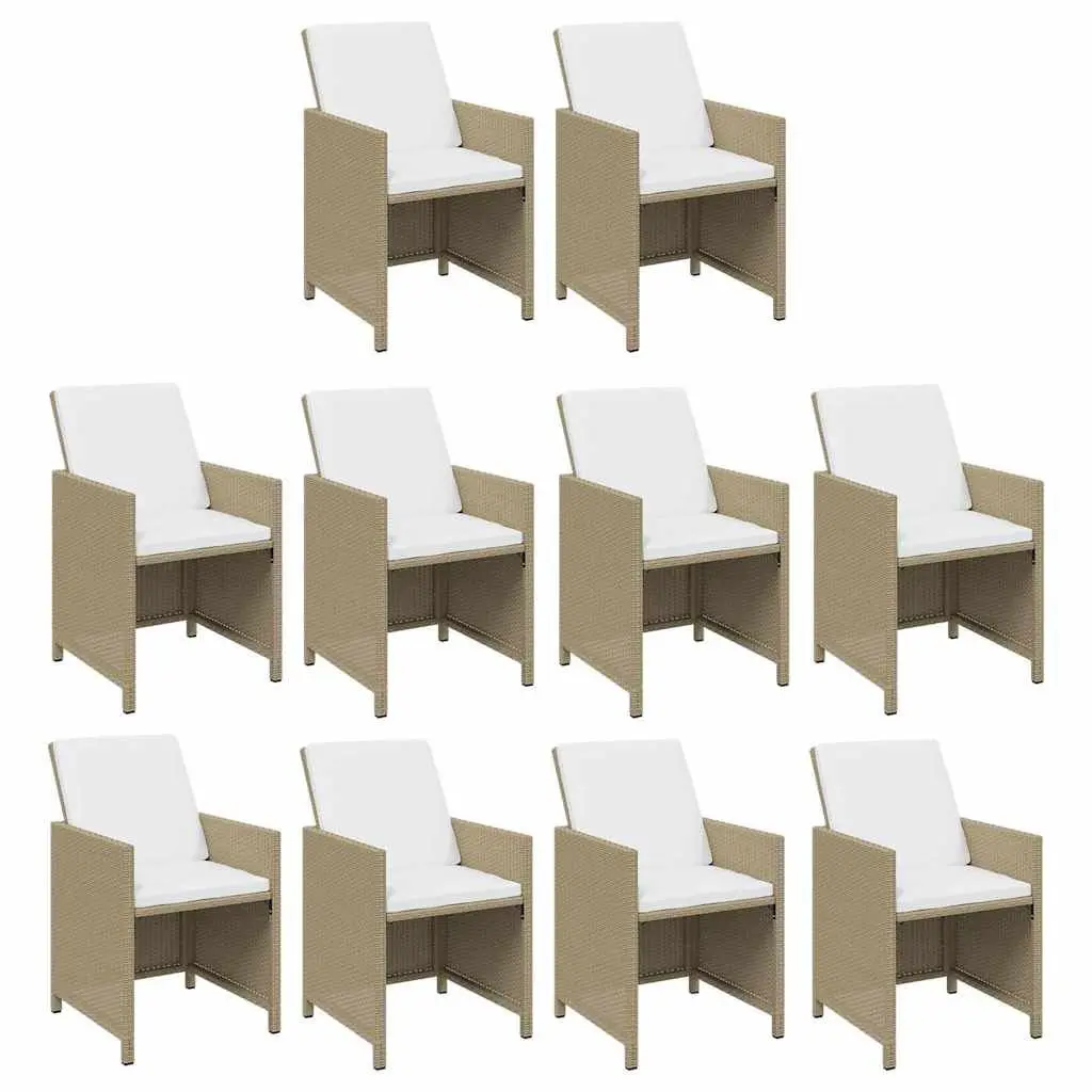 Garden Dining Set Outdoor Furniture 11 Piece PE Rattan Patio Table Chairs Beige
